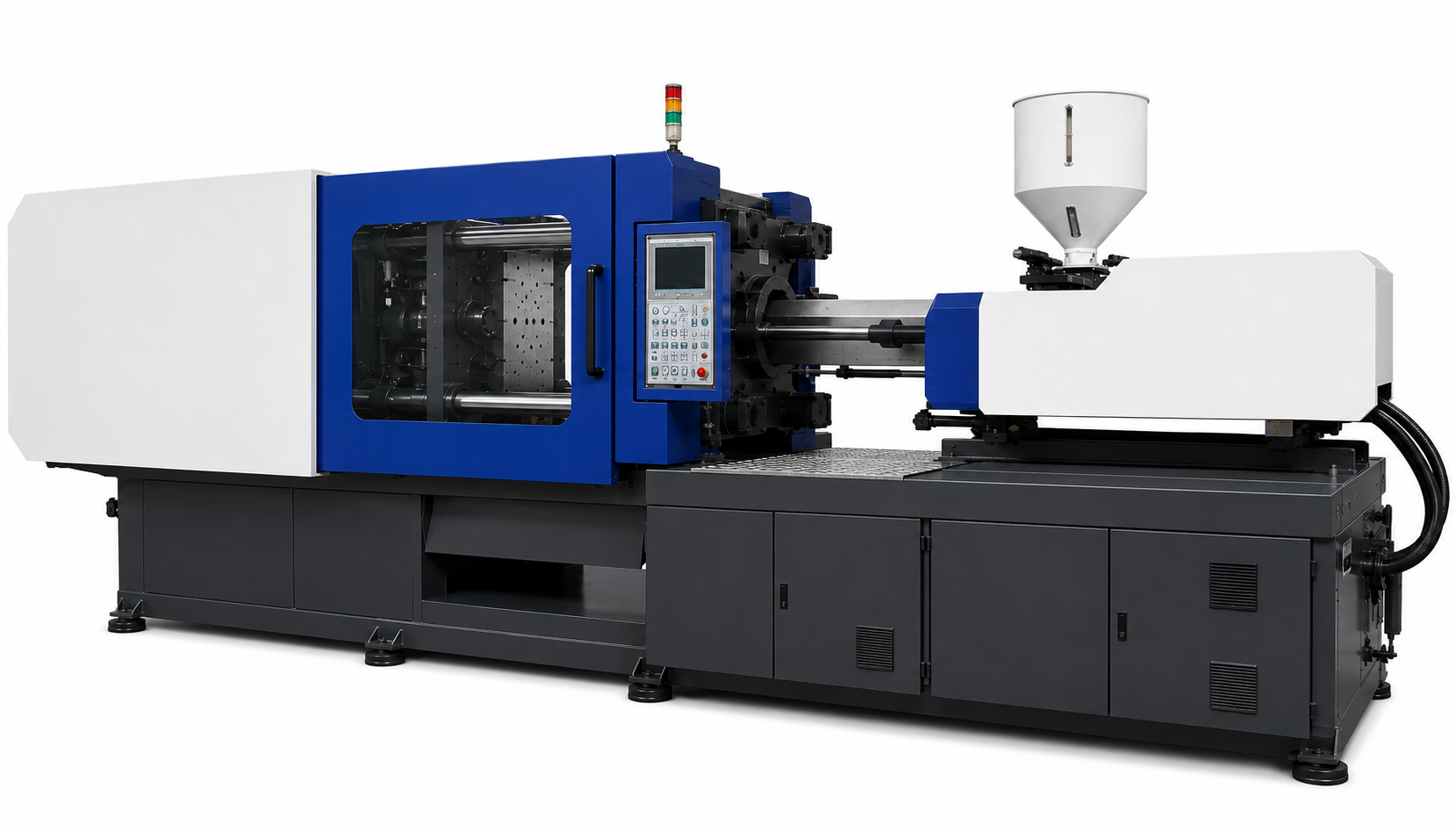 Modern horizontal injection moulding machine for plastic component production